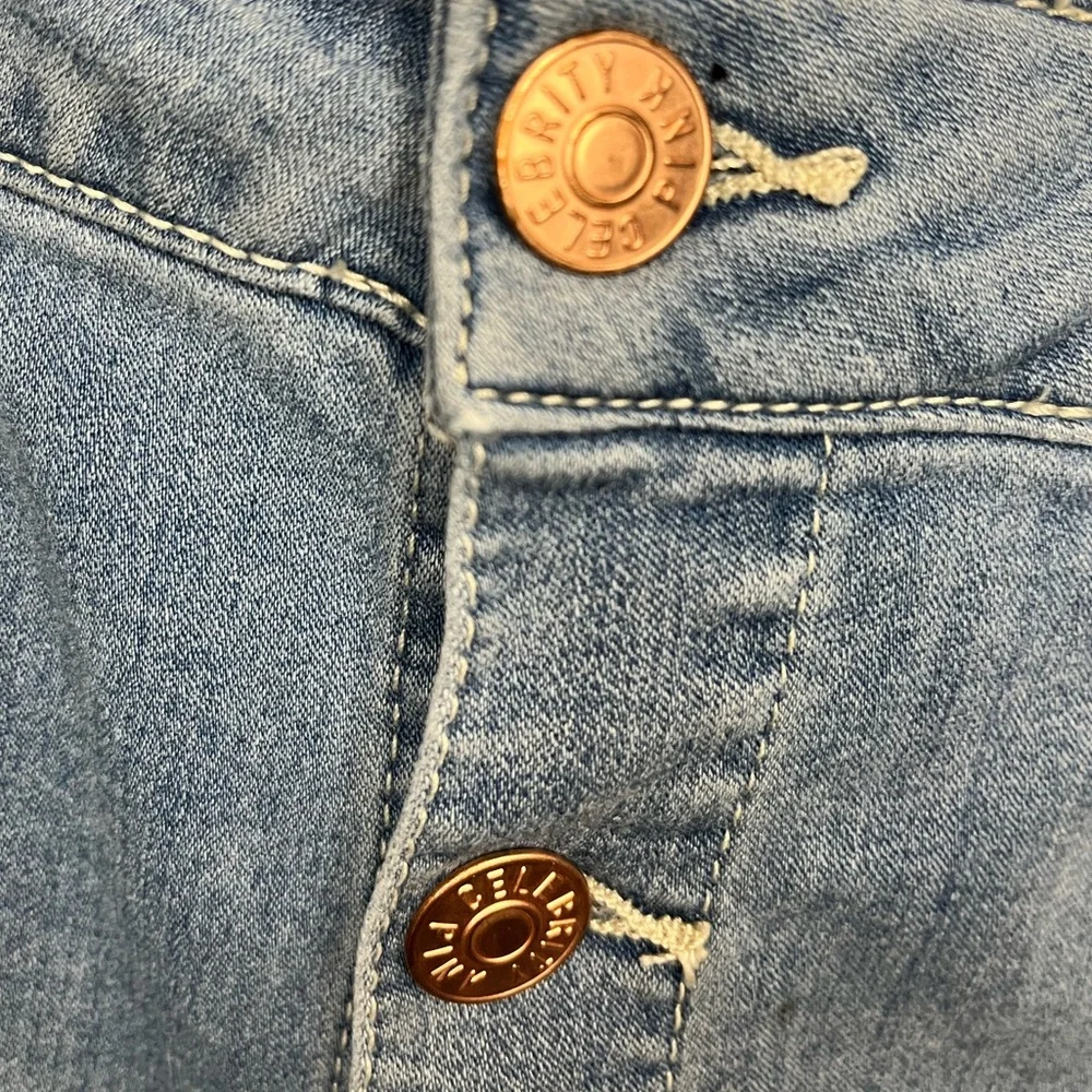 Celebrity Pink Mini Skirt. Light denim, Size 3/26 - Picture 2 of 4